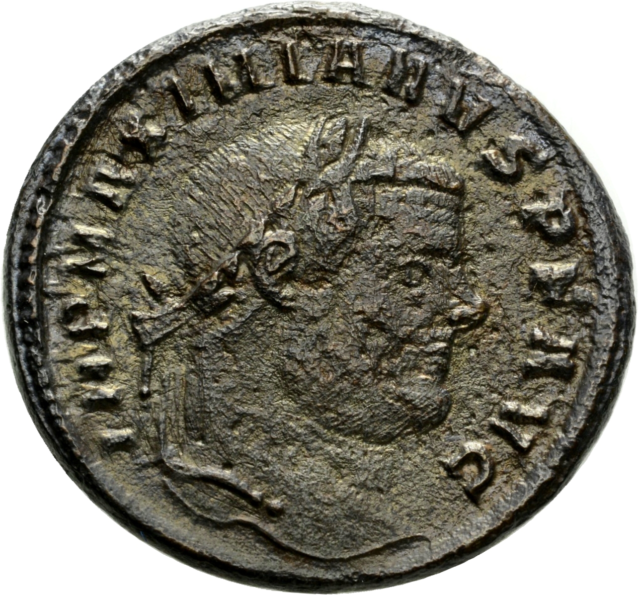RIC VI Aquileia 27b Maximian obverse — Head of Maximian, laureate, right