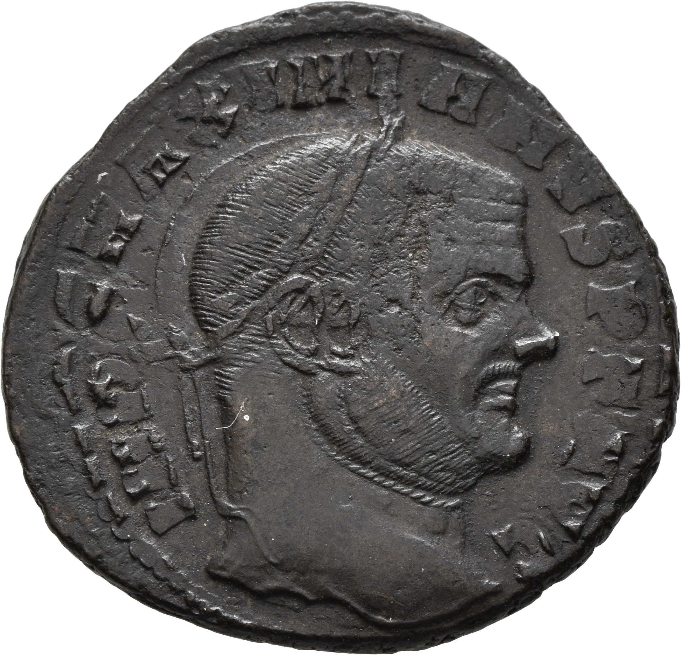 RIC VI Aquileia 29b Maximian obverse — Head of Maximian, laureate, right