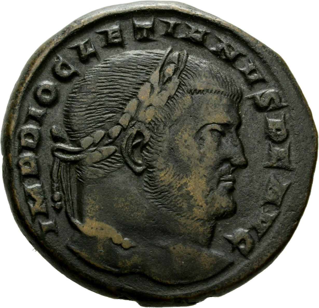 RIC VI Aquileia 31a Maximian obverse, Head of Diocletian, laureate, right
