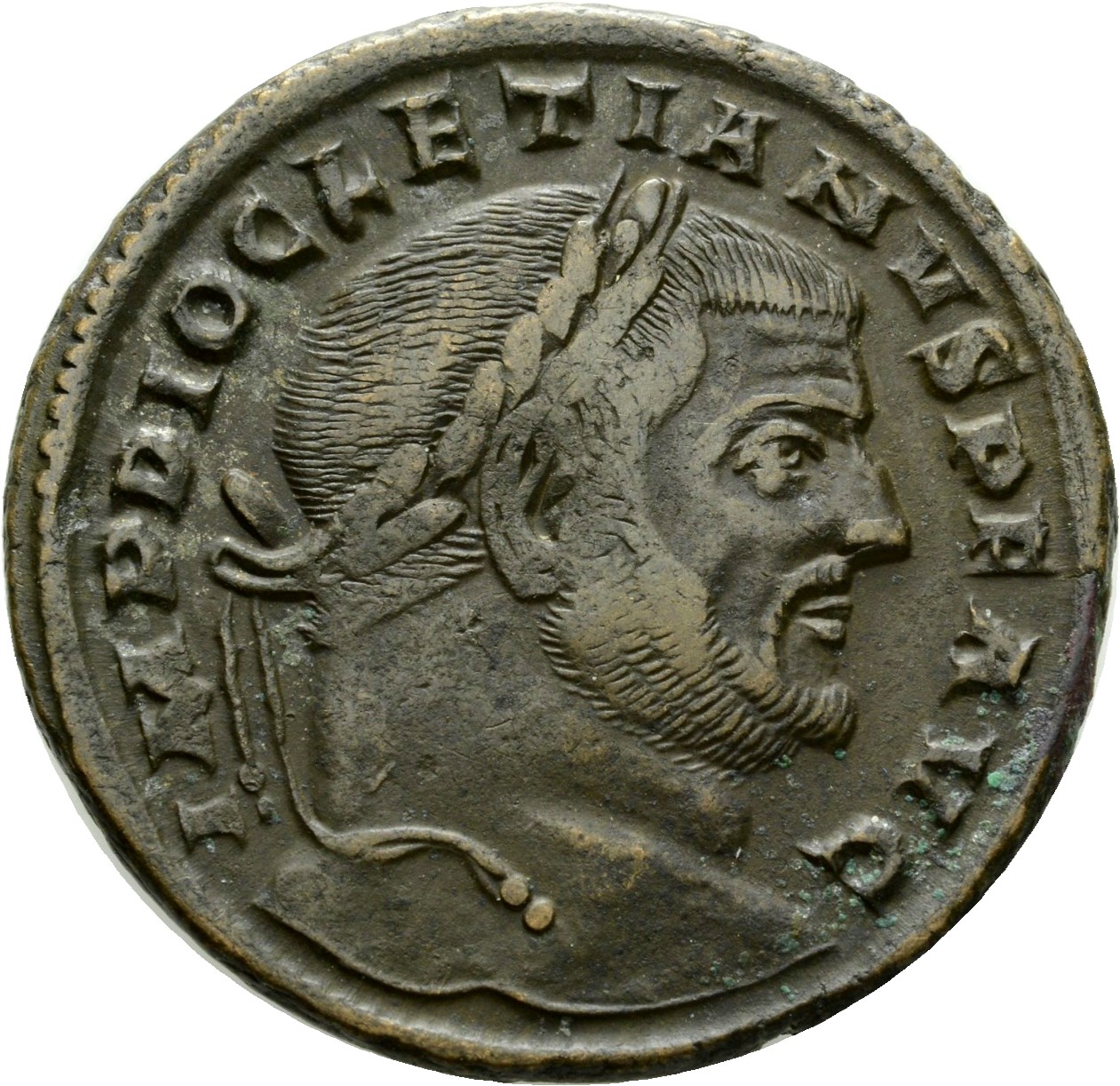 RIC VI Aquileia 37a Maximian obverse, Head of Diocletian, laureate, right