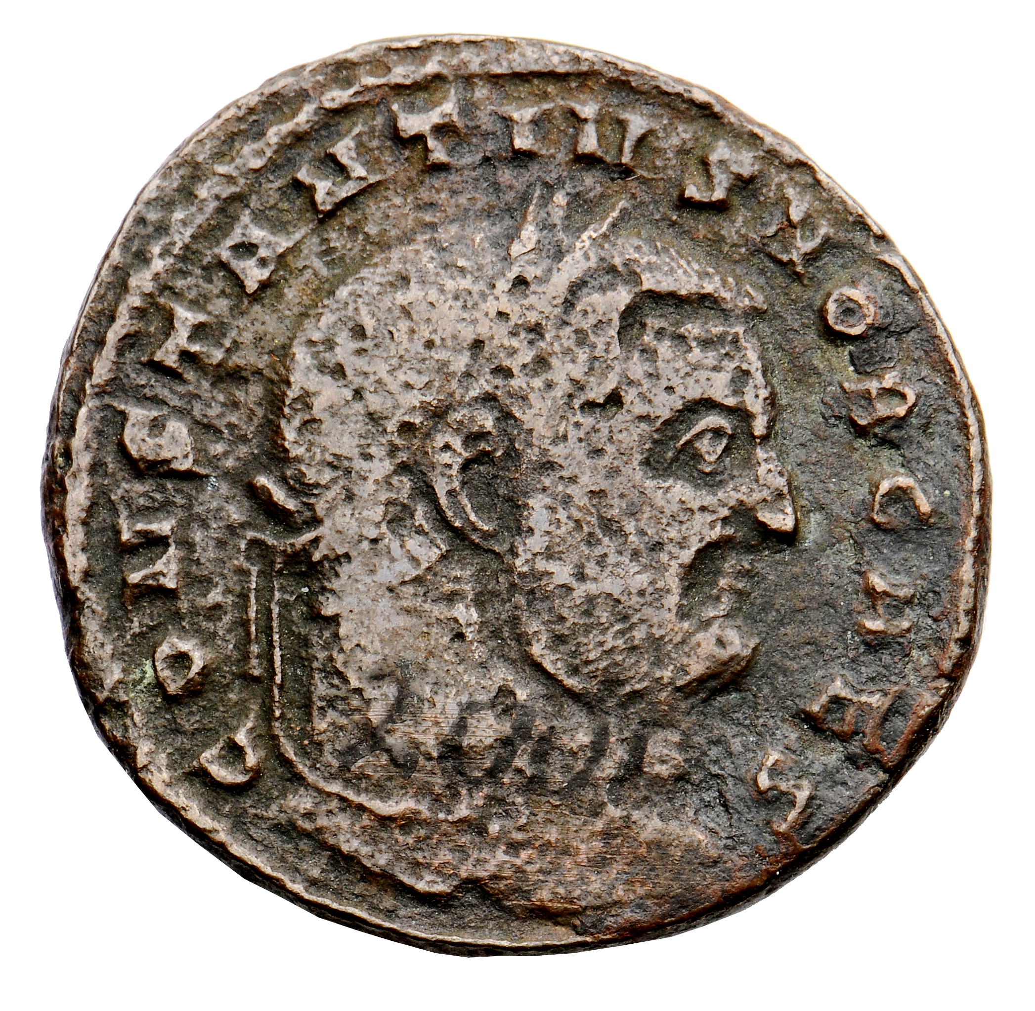 RIC VI Aquileia 40a Maximian obverse — Head of Constantius Chlorus, laureate, right