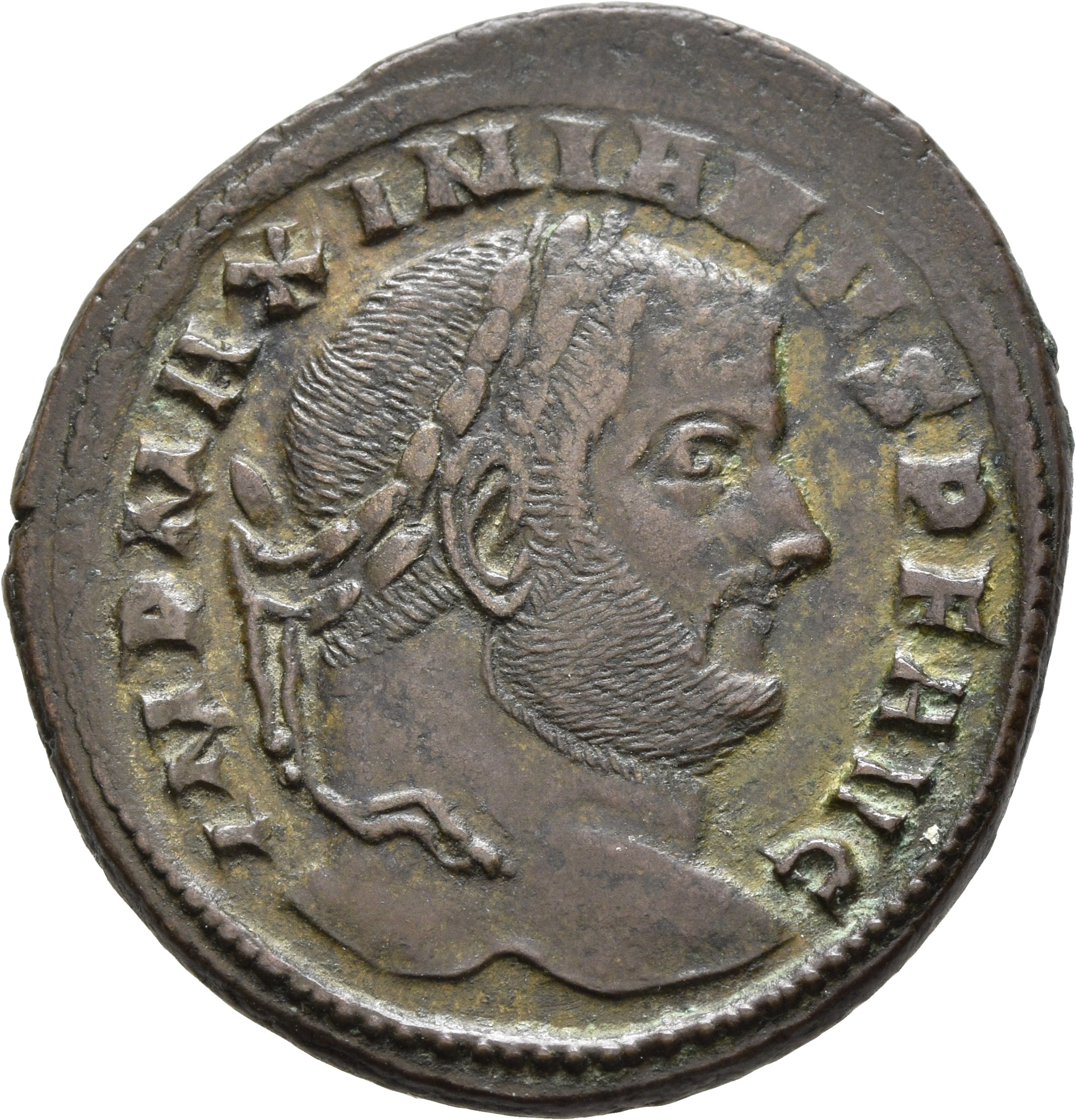 RIC VI Aquileia 60b Constantius Chlorus obverse, Head of Galerius, laureate, right
