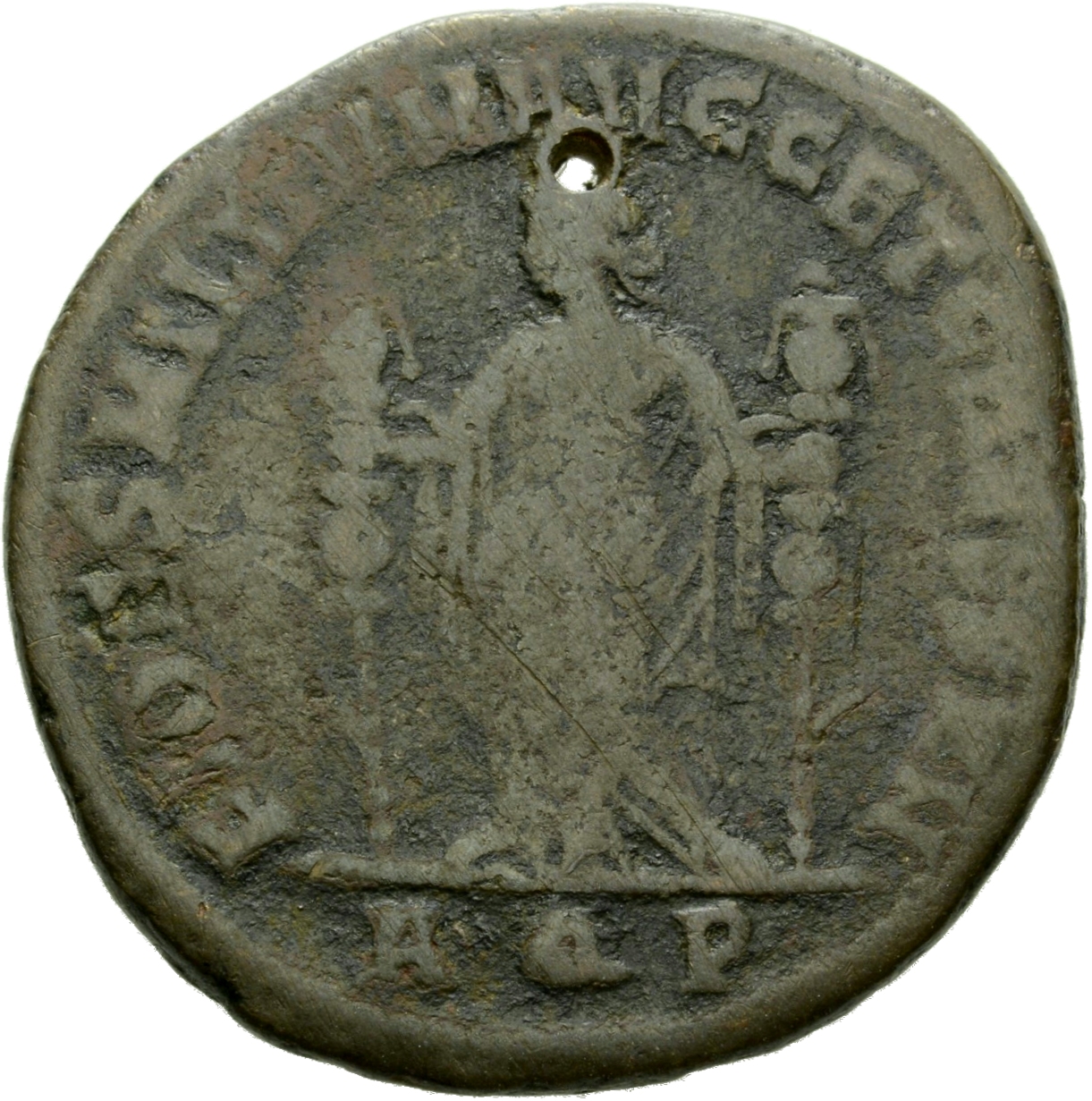 RIC VI Aquileia 60b Constantius Chlorus reverse, Fides, draped, standing front, head left, holding standard in each hand