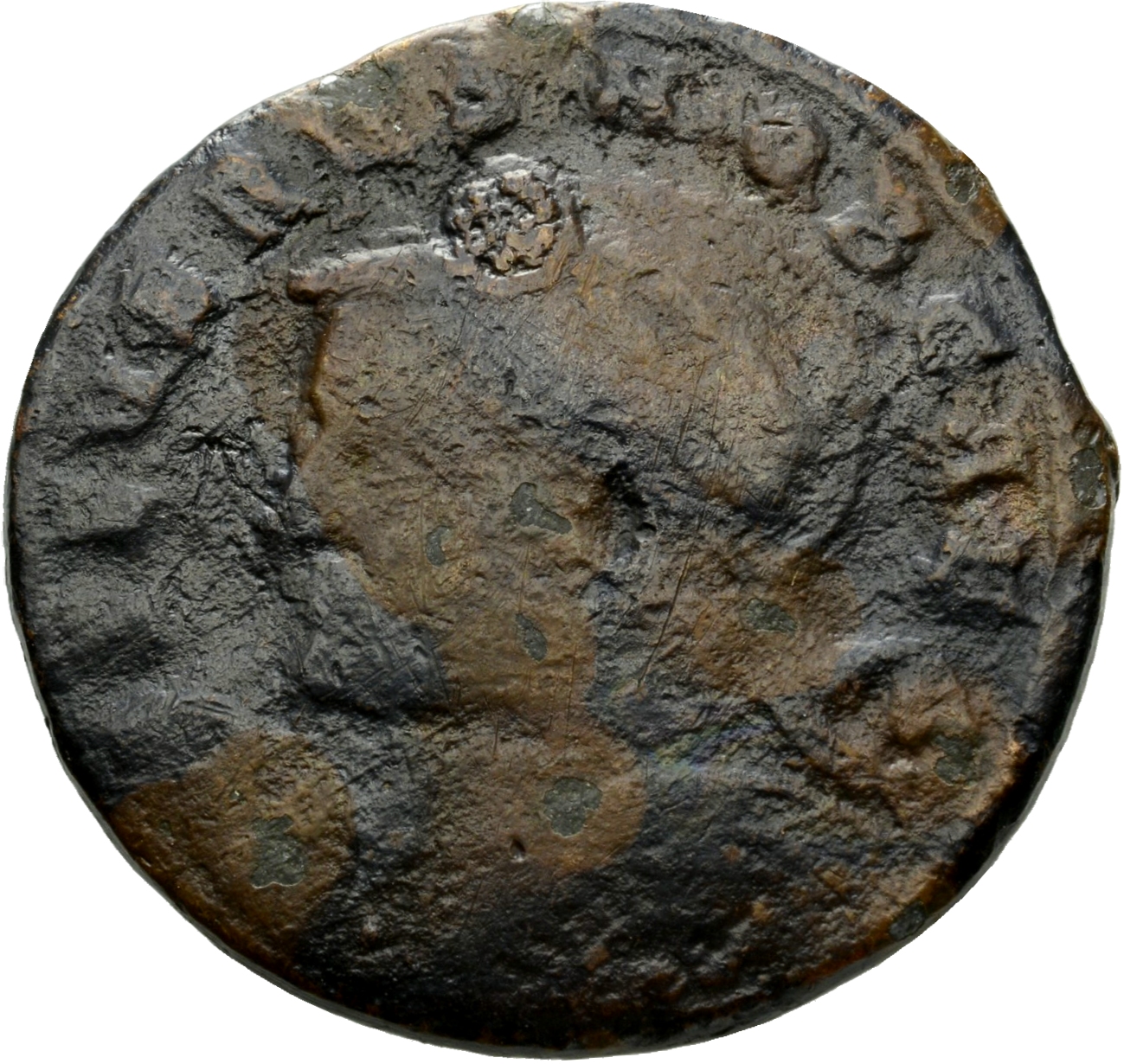 RIC VI Aquileia 68a Constantius Chlorus obverse, Bust of Severus II, laureate, helmeted, cuirassed, left, holding spear (o...
