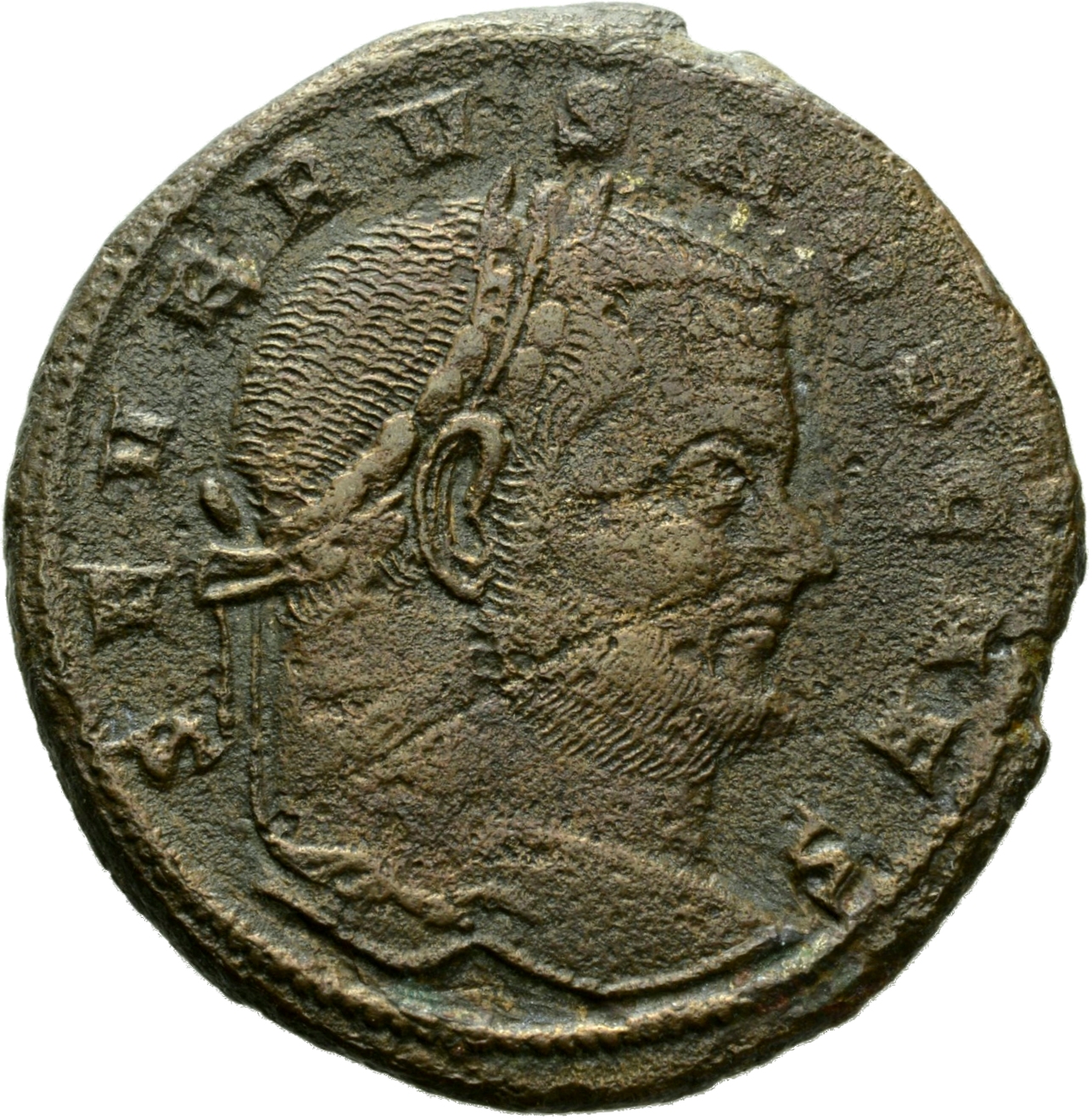 RIC VI Aquileia 70a Constantius Chlorus obverse, Head of Severus II, laureate, right