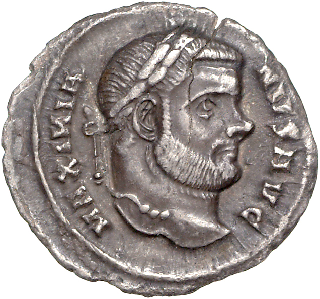 RIC VI Carthage 11b Maximian obverse, Head of Maximian, laureate, right