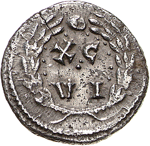RIC VI Carthage 15a Maximian reverse, XC / VI within a wreath