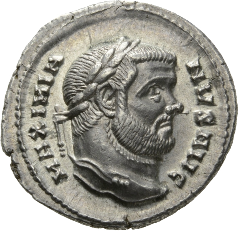 RIC VI Carthage 15b Maximian obverse — Head of Maximian, laureate, right