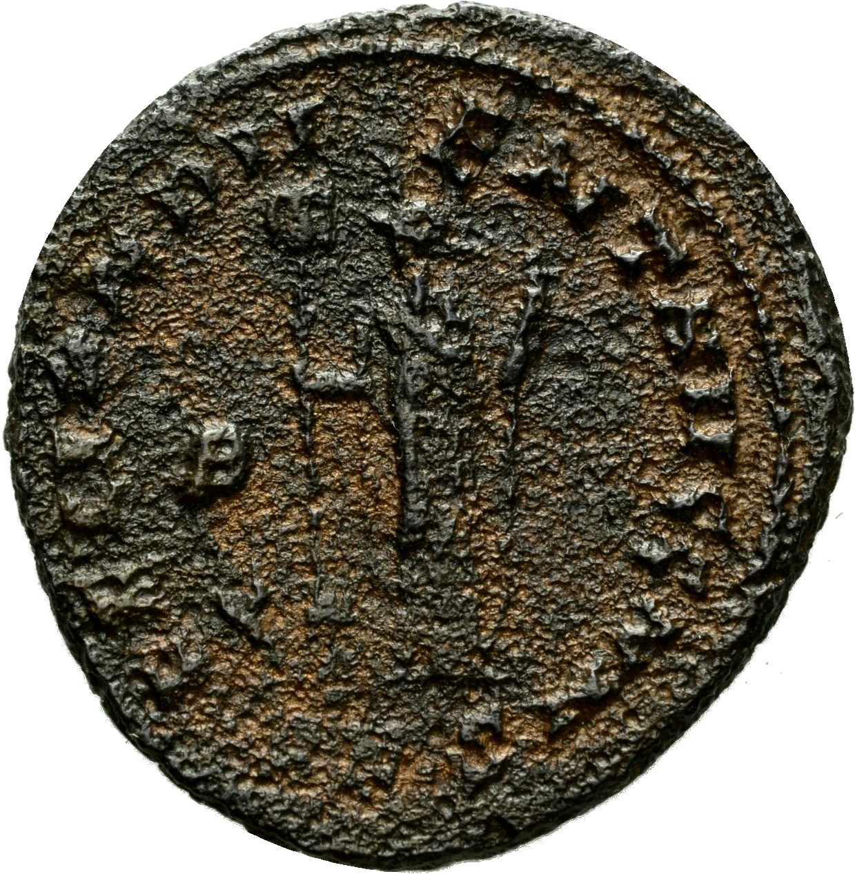 RIC VI Carthage 21b Maximian reverse, Africa, wearing elephant-skin head-dress, draped, standing front, head left, holding...