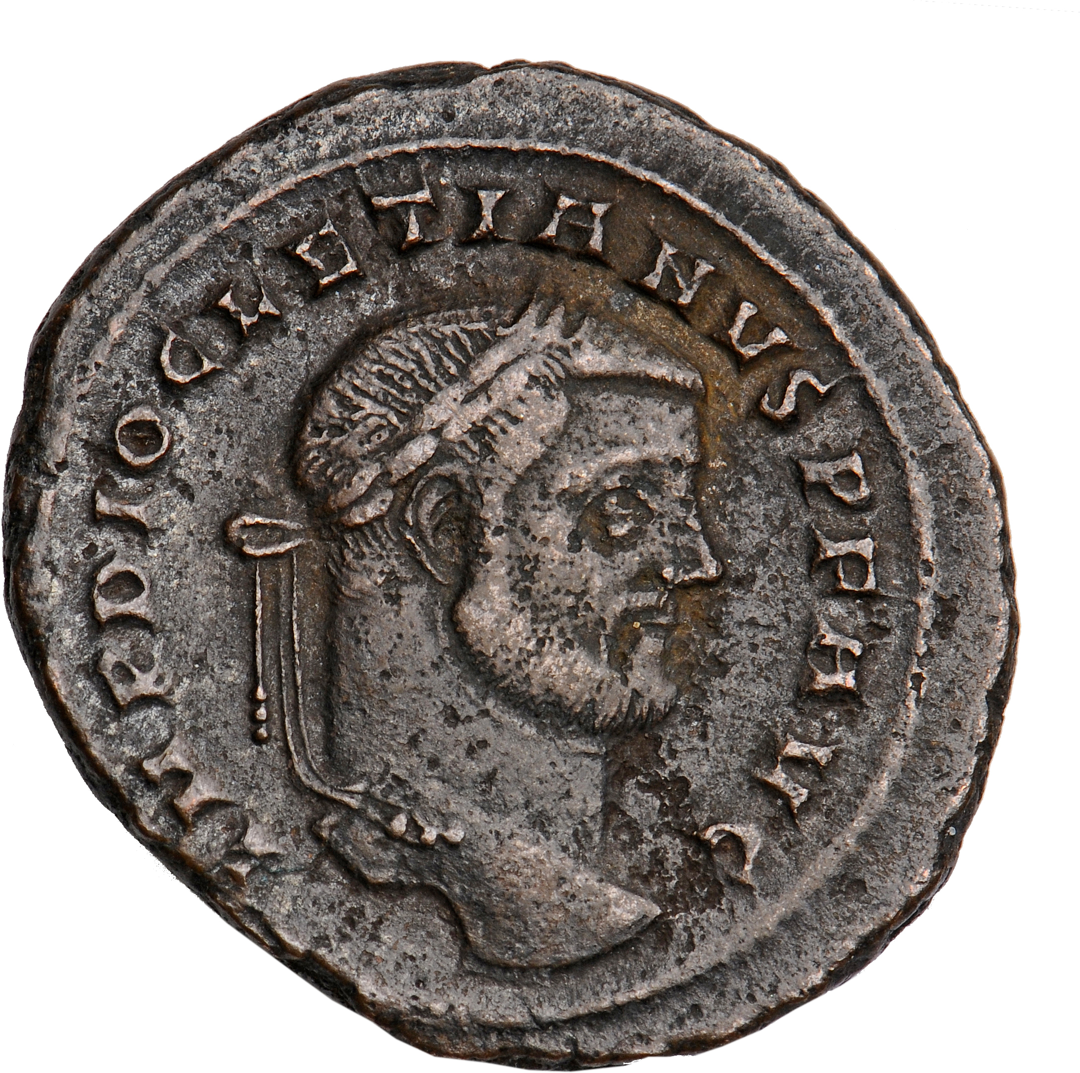 RIC VI Carthage 23a Maximian obverse, Head of Diocletian, laureate, right