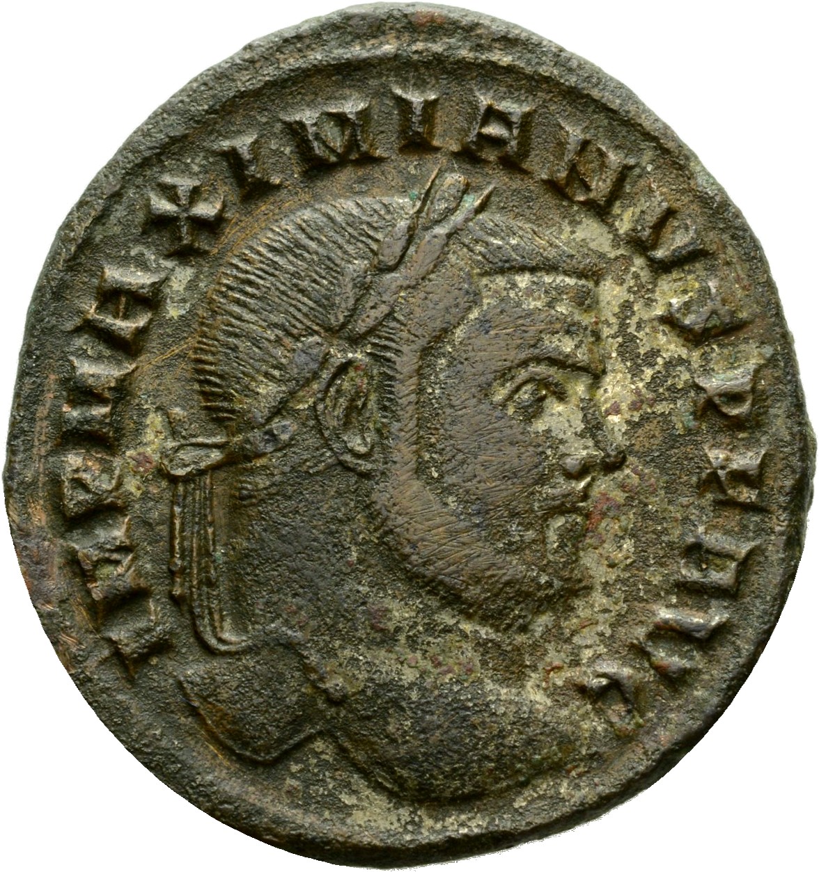 RIC VI Carthage 23b Maximian obverse, Head of Maximian, laureate, right
