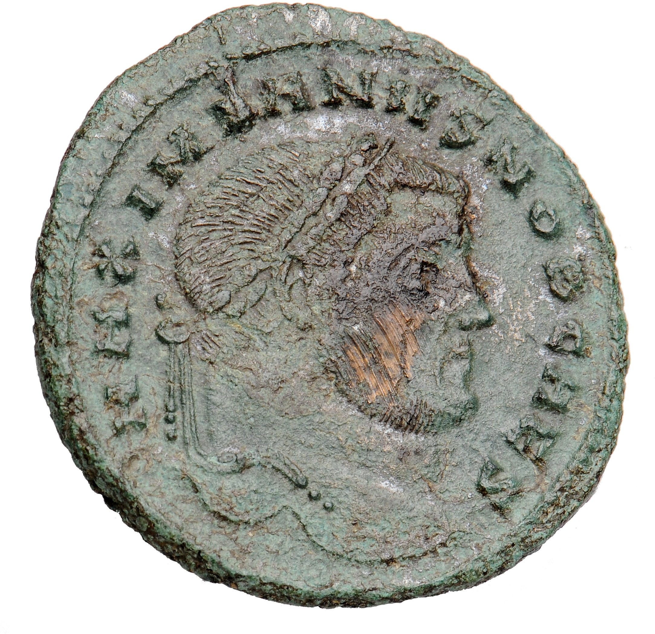 RIC VI Carthage 26b Maximian obverse, Head of Galerius, laureate, right
