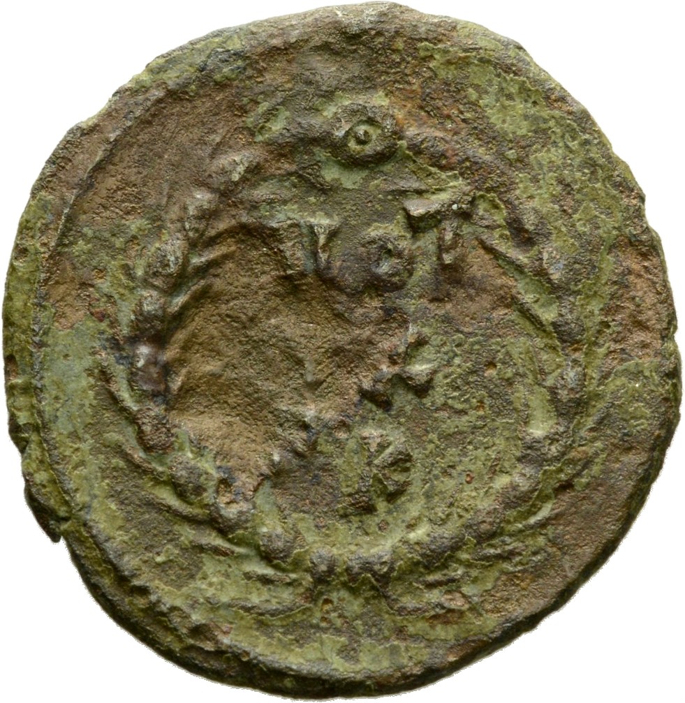 RIC VI Carthage 35b Maximian reverse, VOT X / FK within a wreath
