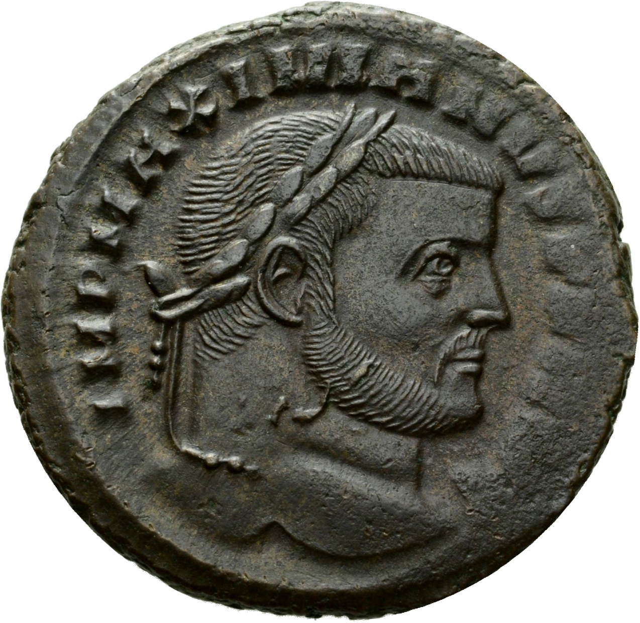 RIC VI Carthage 39b Constantius Chlorus obverse, Head of Galerius, laureate, right