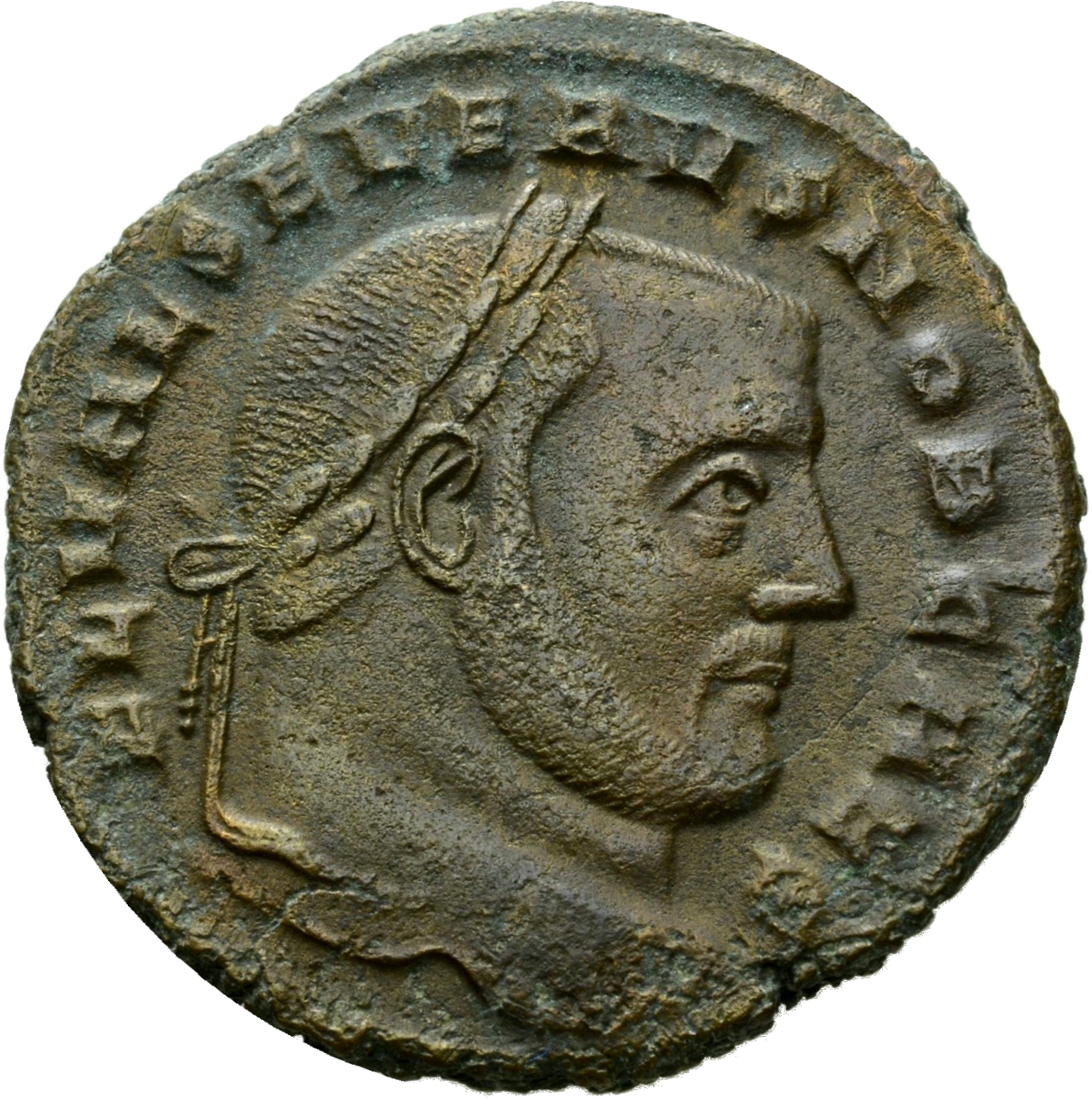 RIC VI Carthage 40a Constantius Chlorus obverse, Head of Severus II, laureate, right