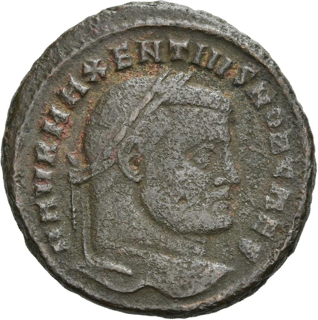 RIC VI Carthage 51a Maxentius obverse, Head of Maxentius, laureate, right