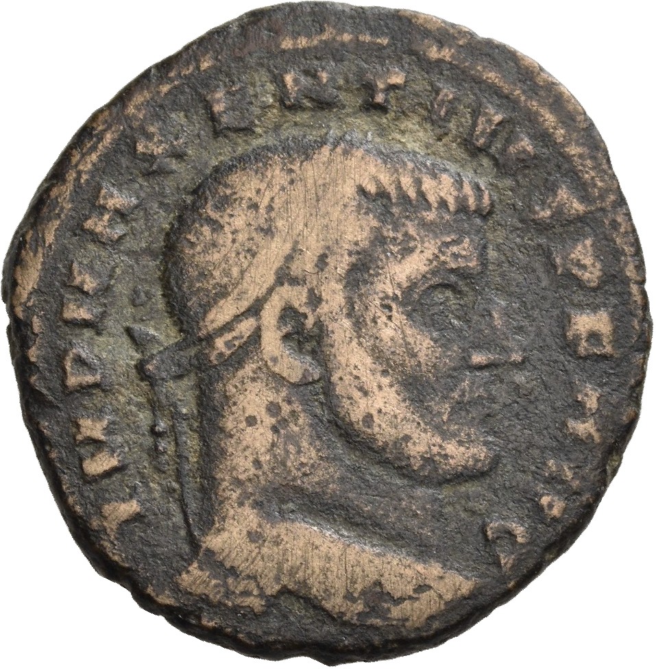 RIC VI Carthage 60 Maxentius obverse, Head of Maxentius, laureate, right