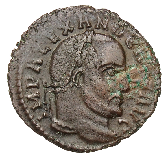 RIC VI Carthage 72 Domitius Alexander obverse, Head of Domitius Alexander, laureate, right