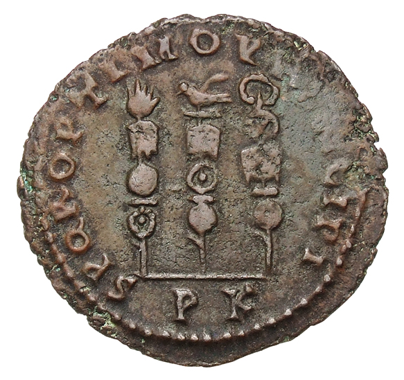 RIC VI Carthage 72 Domitius Alexander reverse, Legionary eagle, standing left, between two vexilla; vexilla to left surmou...