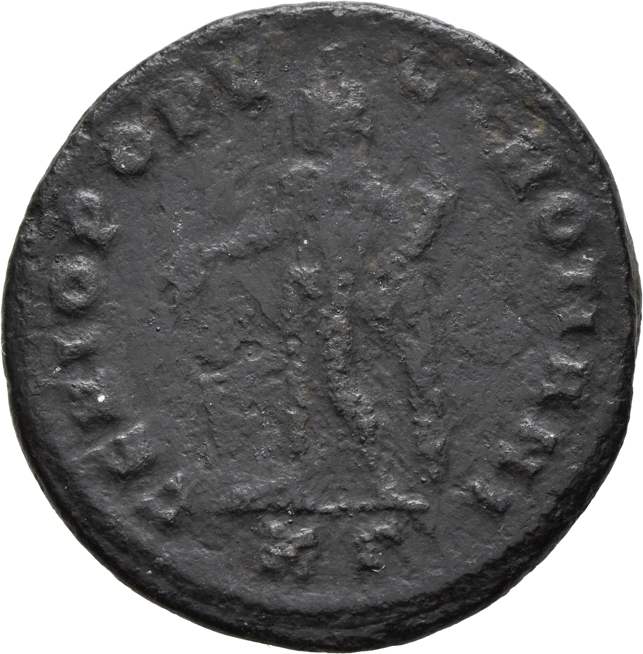 RIC VI Cyzicus 12a Diocletian reverse, Genius, wearing modius, nude, chlamys draped over left shoulder, standing left, pou...