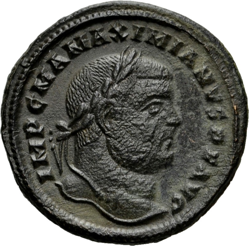 RIC VI Cyzicus 12b Diocletian obverse, Head of Maximian, laureate, right