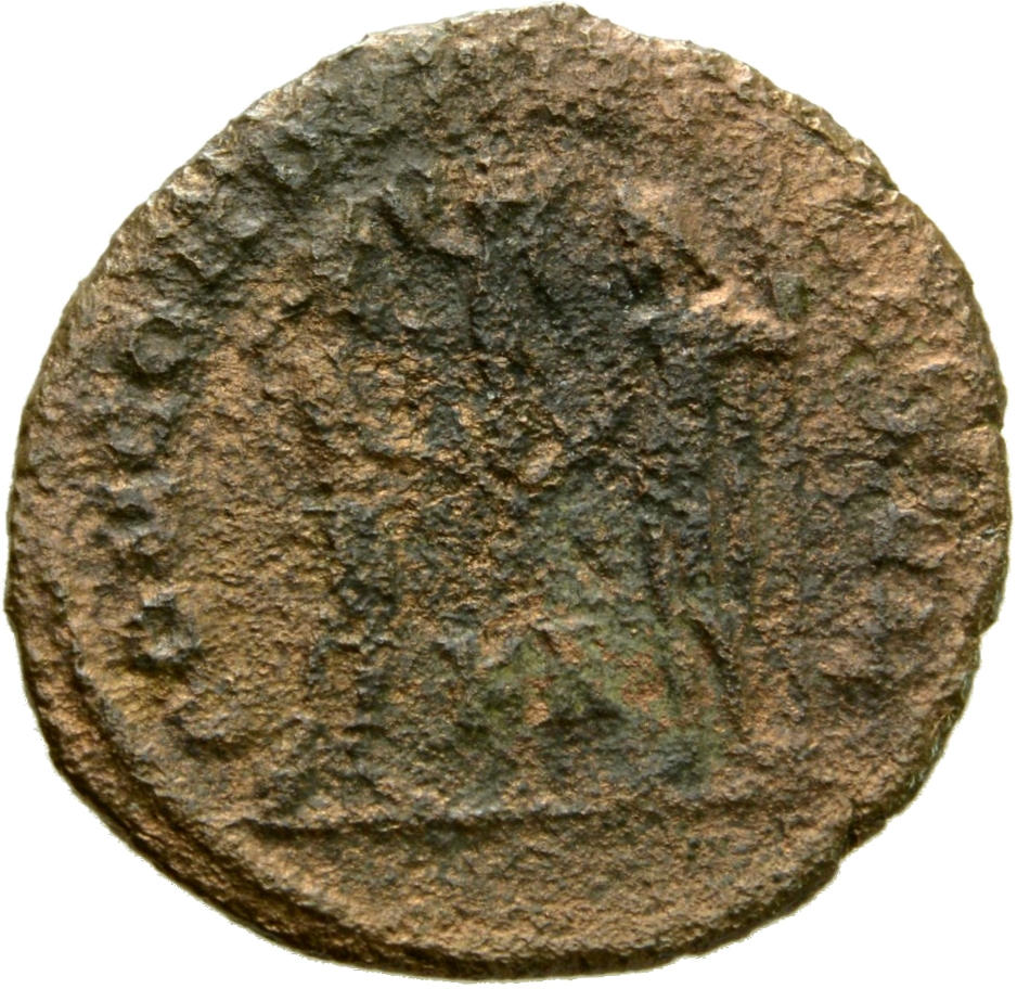 RIC VI Cyzicus 18b Diocletian reverse, Galerius, draped, cuirassed, standing right, receiving small Victory on globe from ...