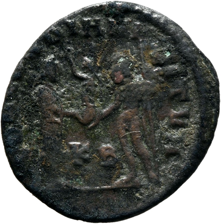 RIC VI Cyzicus 19a Diocletian reverse, Constantius Chlorus, draped, cuirassed, standing right, receiving small Victory on ...