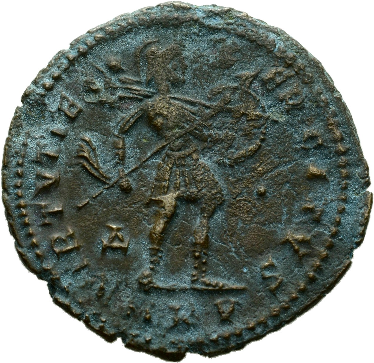 RIC VI Cyzicus 52 Galerius reverse, Mars, draped, cuirassed, advancing right, holding spear in right hand and shield and t...