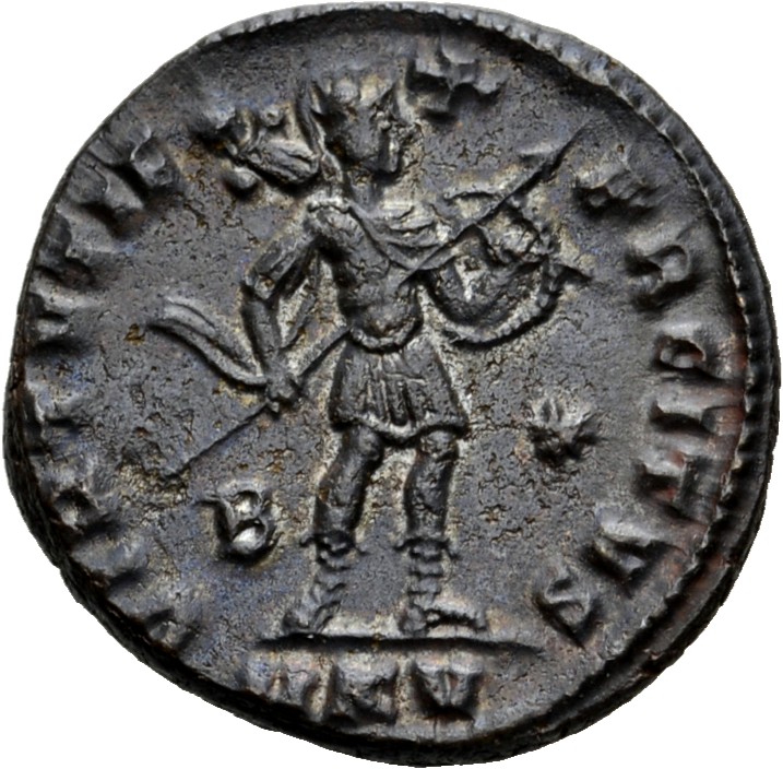 RIC VI Cyzicus 59 Galerius reverse, Mars, draped, cuirassed, advancing right, holding spear in right hand and shield and t...