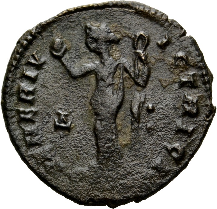 RIC VI Cyzicus 71 Galerius reverse, Venus, draped, standing front, head left, holding up apple with right hand, raising dr...
