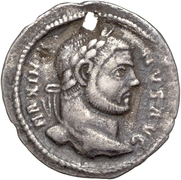 RIC VI Heraclea 10b Diocletian obverse, Head of Maximian, laureate, right