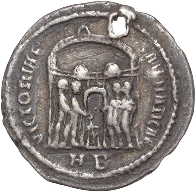 RIC VI Heraclea 10b Diocletian reverse, Diocletian, Maximian, Constantius Chlorus, and Galerius, draped, sacrificing over ...