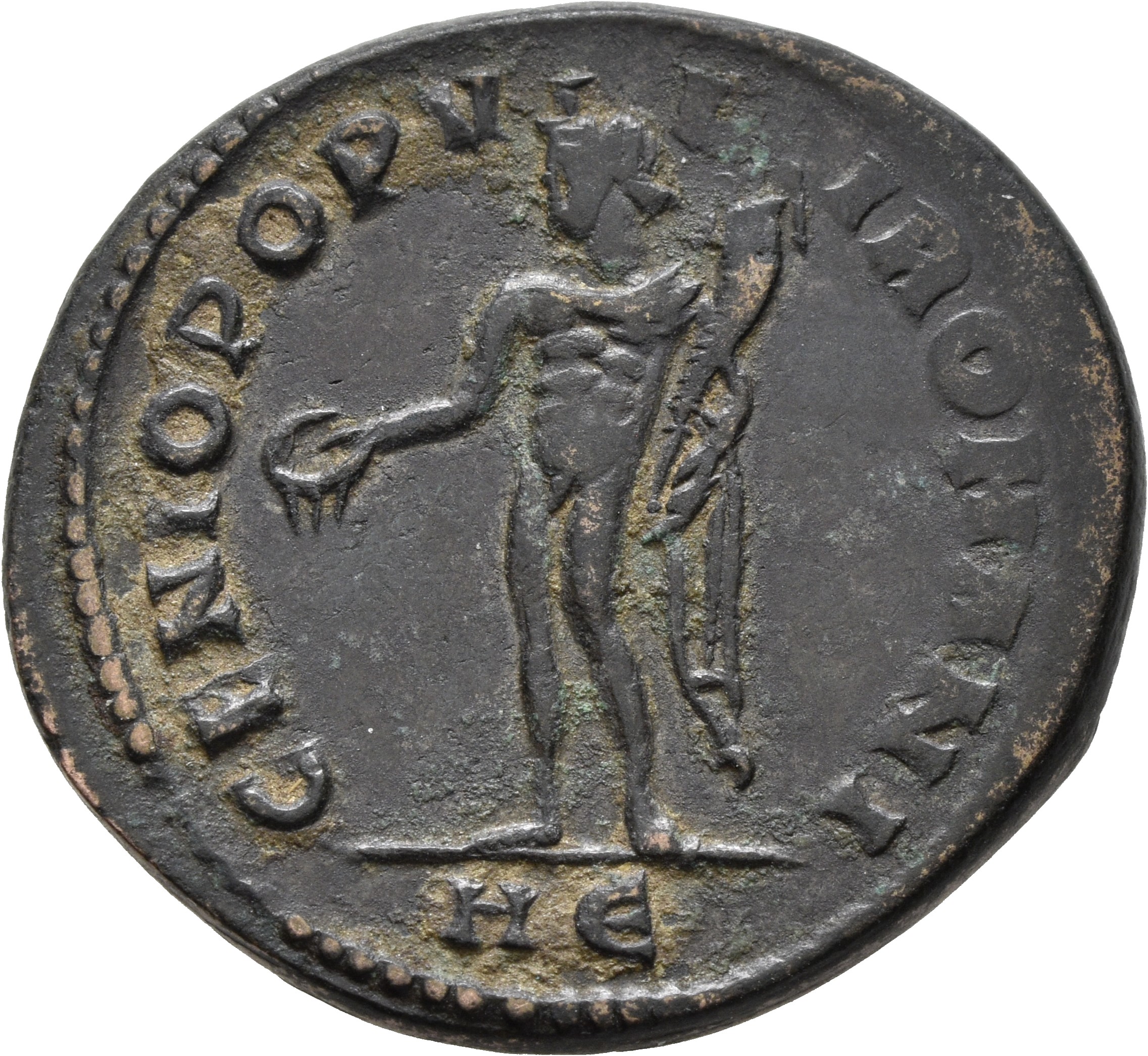 RIC VI Heraclea 12a Diocletian reverse, Genius, wearing modius, nude, chlamys draped over left shoulder, standing left, po...