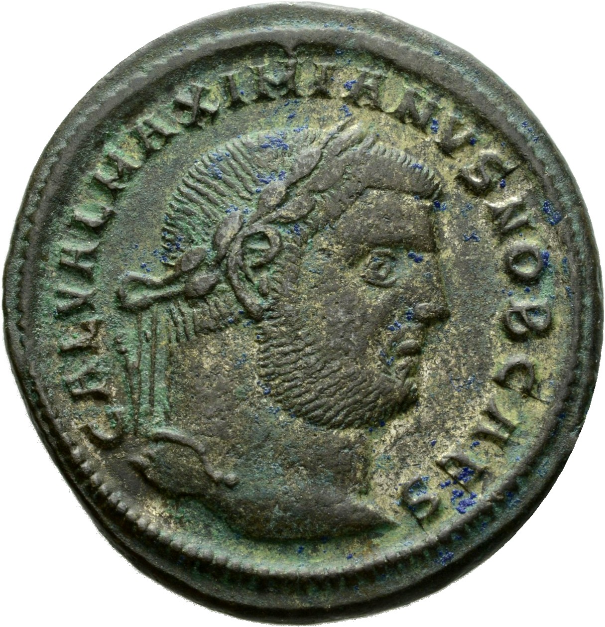 RIC VI Heraclea 18b Diocletian obverse, Head of Galerius, laureate, right