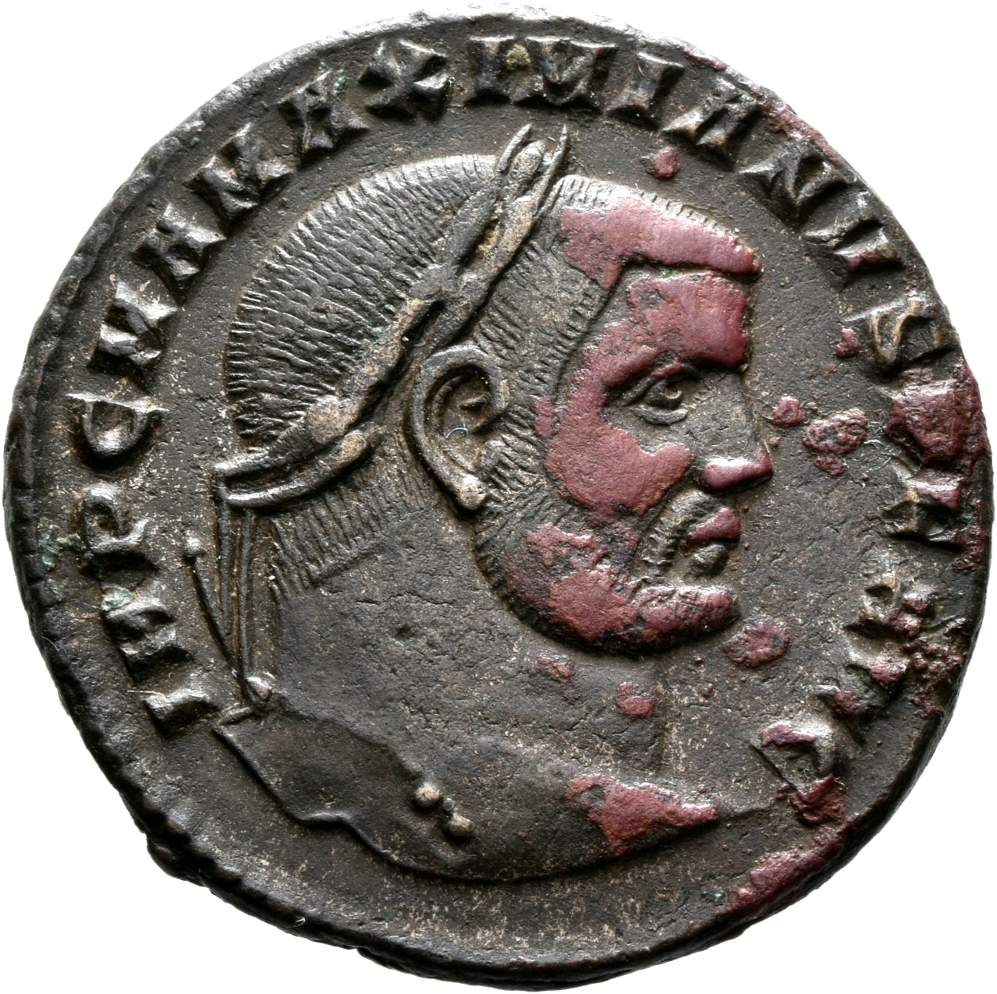 RIC VI Heraclea 19b Diocletian obverse — Head of Maximian, laureate, right