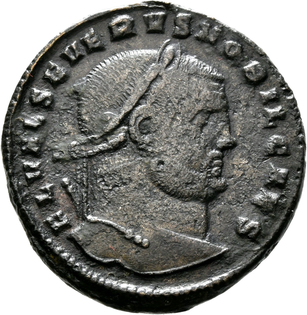 RIC VI Heraclea 25 Galerius obverse, Head of Severus II, laureate, right