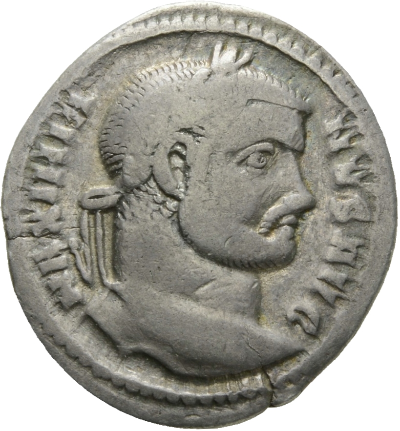 RIC VI Heraclea 3 Diocletian obverse, Head of Maximian, laureate, right
