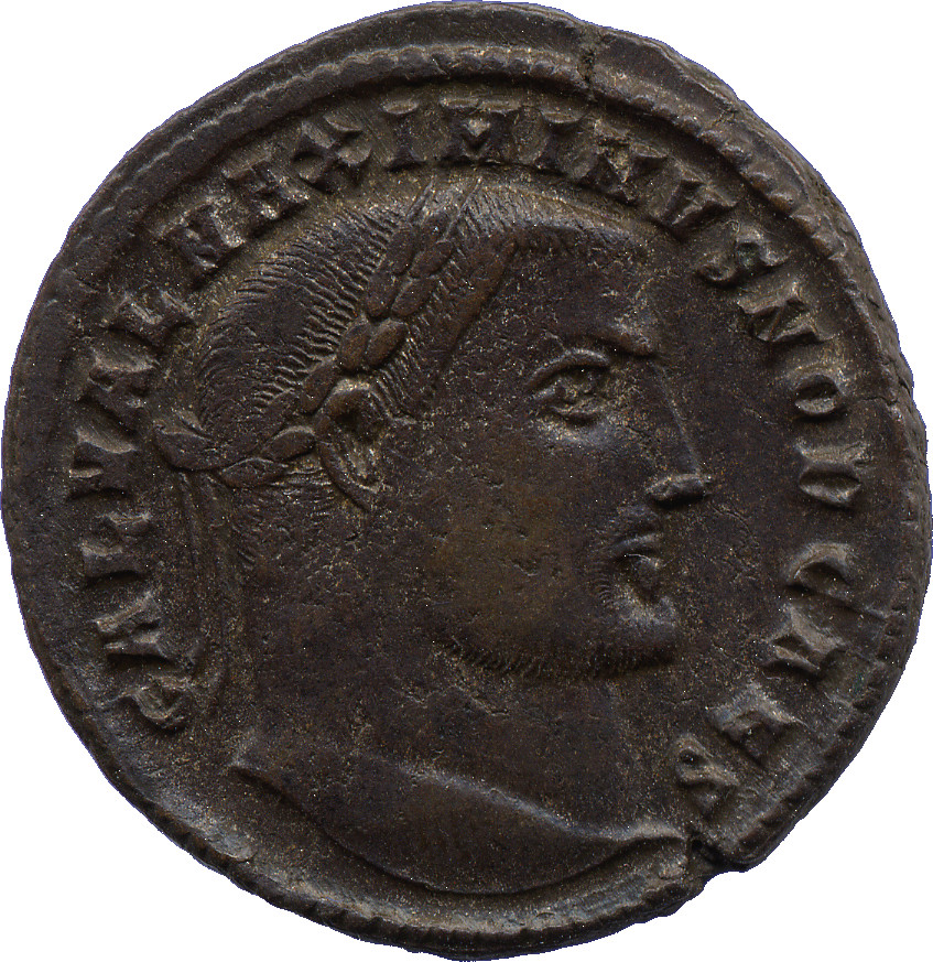 RIC VI Heraclea 32 Galerius obverse, Head of Maximinus Daia, laureate, right