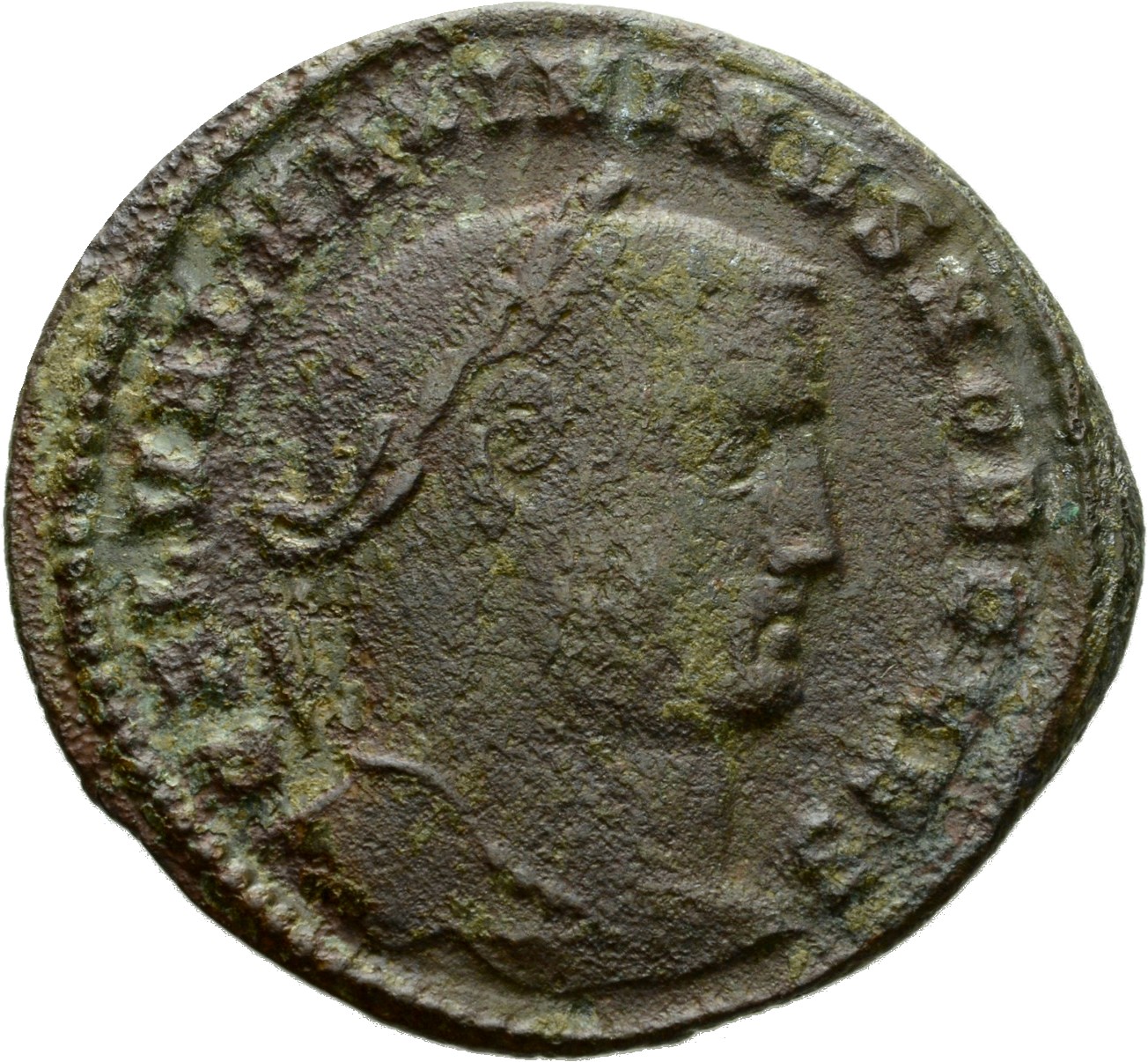 RIC VI Heraclea 36 Galerius obverse, Head of Maximinus Daia, laureate, right