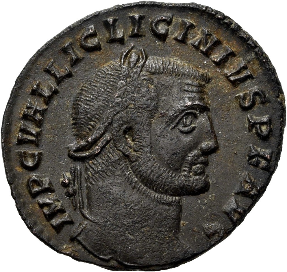 RIC VI Heraclea 59b Galerius obverse, Head of Licinius, laureate, right