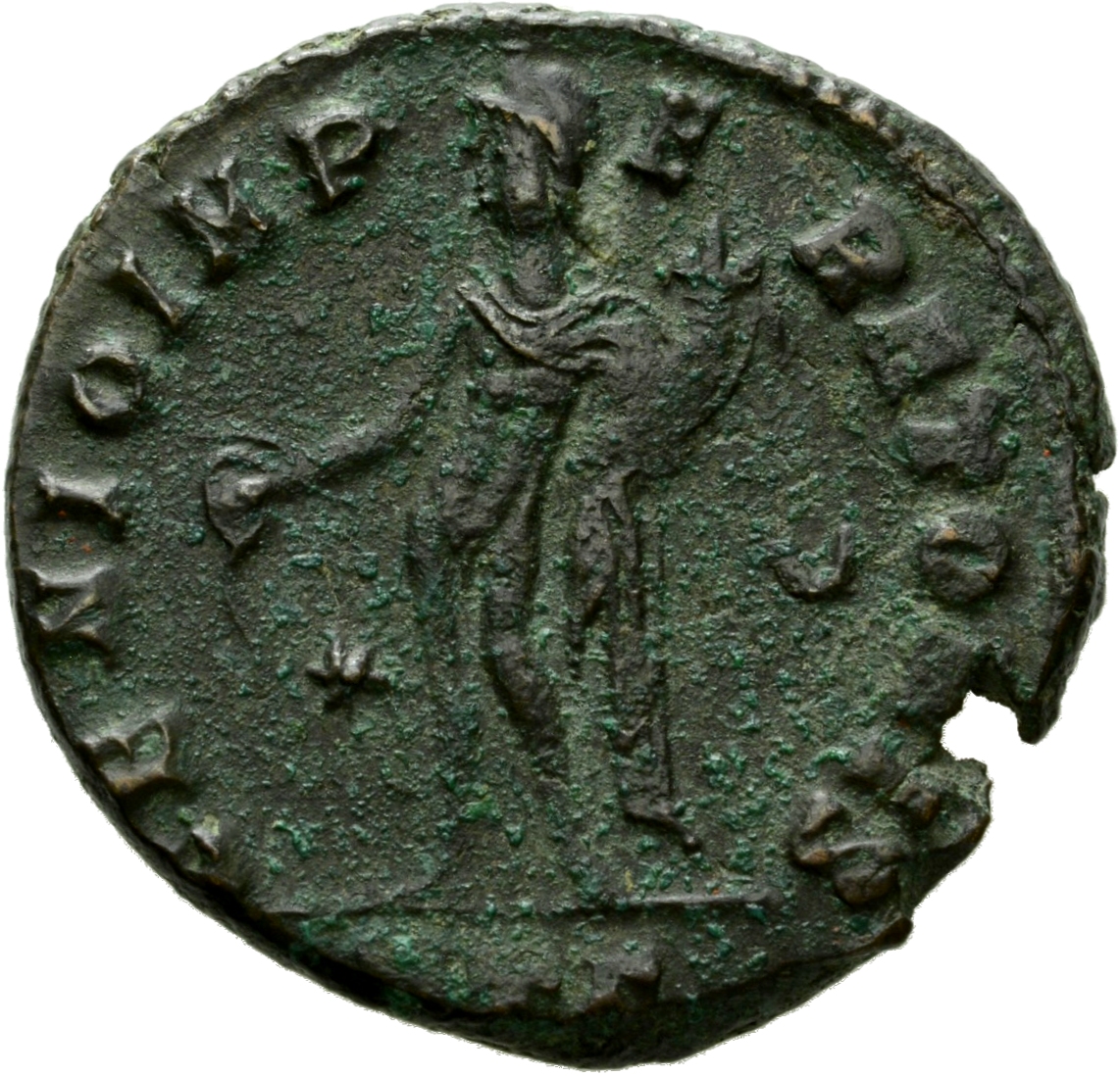 RIC VI Heraclea 60a Galerius reverse, Genius, wearing modius, nude, chlamys draped over left shoulder, standing left, pour...
