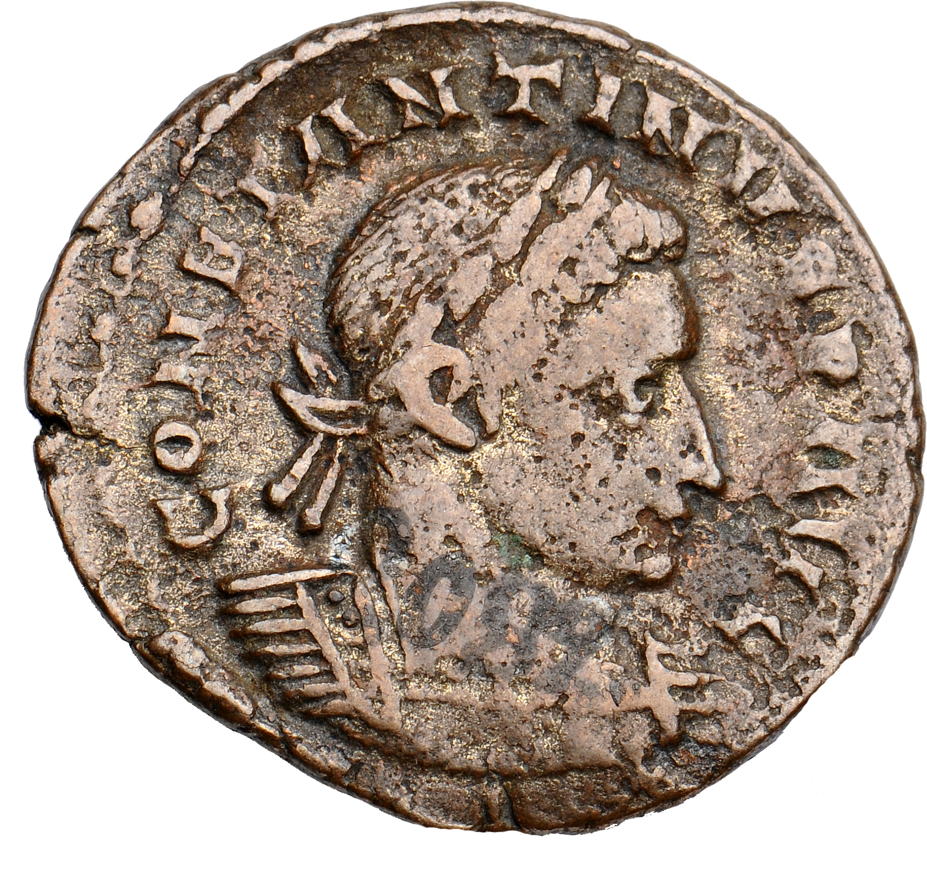 Constantine I obverse — Bust of Constantine I, laureate, cuirassed, right