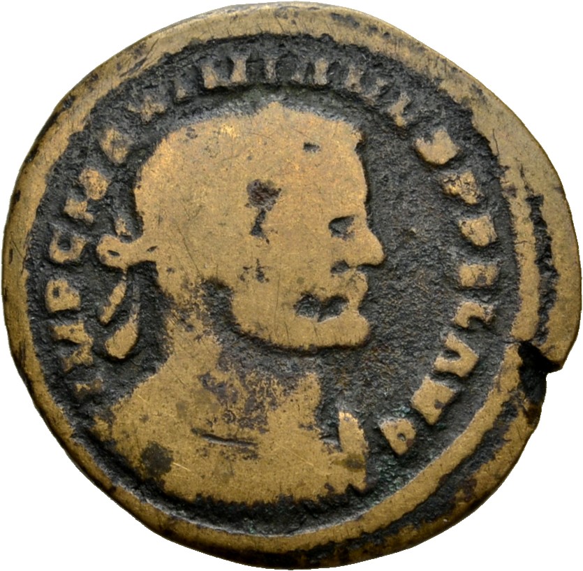 RIC VI Londinium 41 Constantius Chlorus obverse, Bust of Galerius, laureate, cuirassed, right