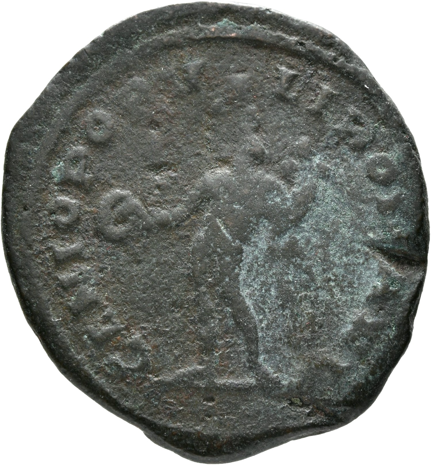 RIC VI Londinium 6b Maximian reverse, Genius, wearing modius, nude, chlamys draped over left shoulder, standing left, hold...