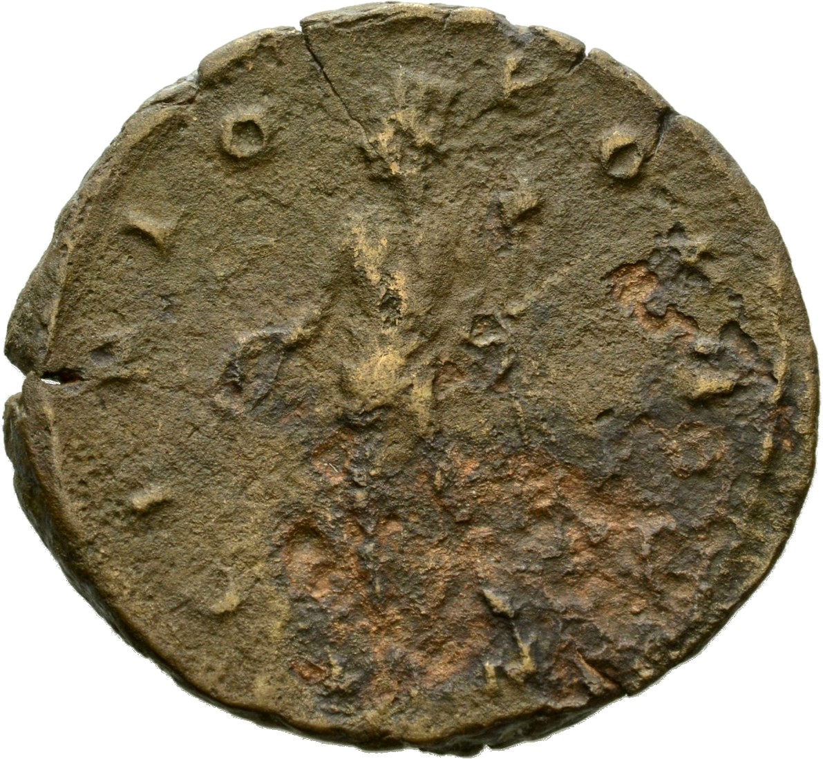 RIC VI Londinium 90 Constantine I reverse, Genius, turreted, draped, standing left, holding patera in right hand and cornu...