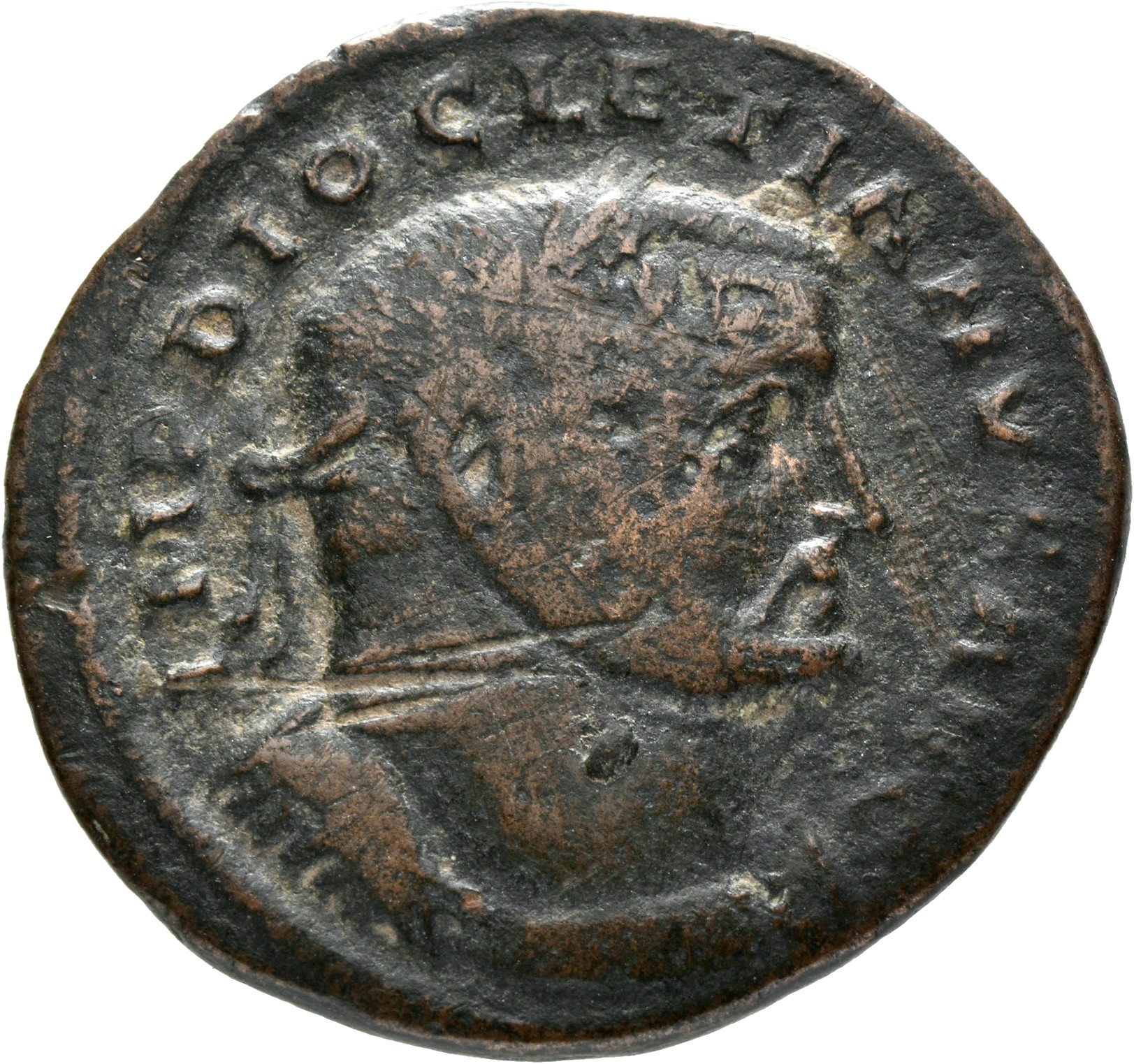 RIC VI Lugdunum 108a Maximian obverse, Bust of Diocletian, laureate, cuirassed, right