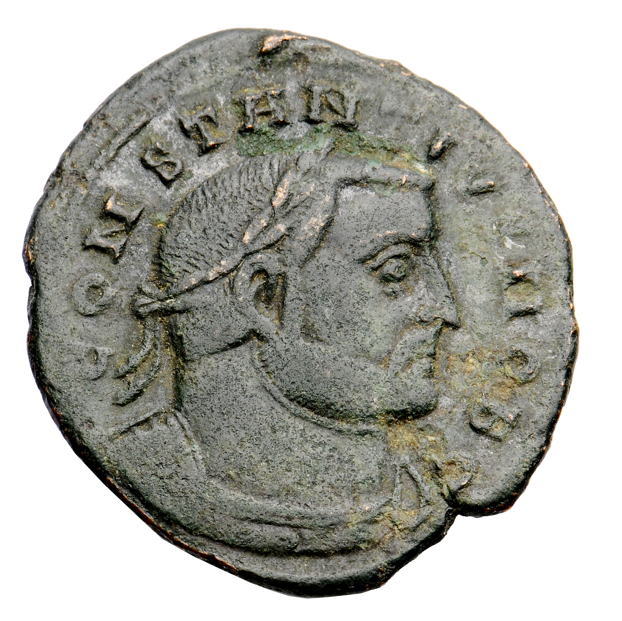 RIC VI Lugdunum 164a Maximian obverse, Bust of Constantius Chlorus, laureate, cuirassed, right
