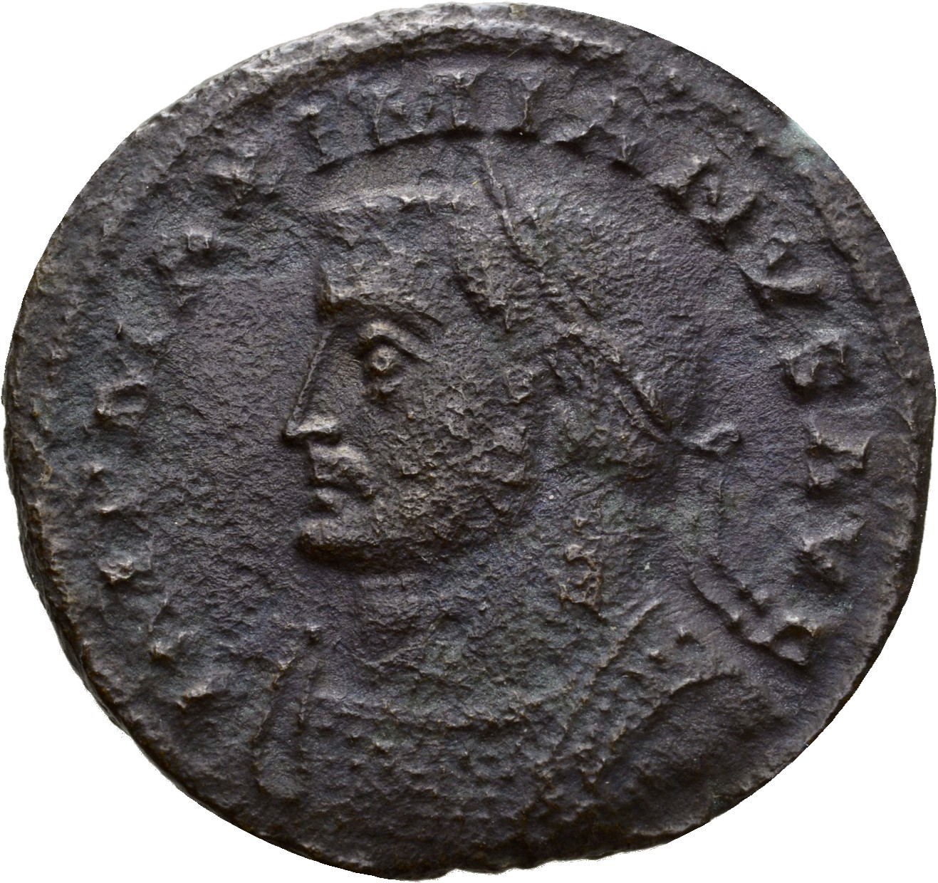 RIC VI Lugdunum 177b Maximian obverse, Bust of Maximian, laureate, cuirassed, left