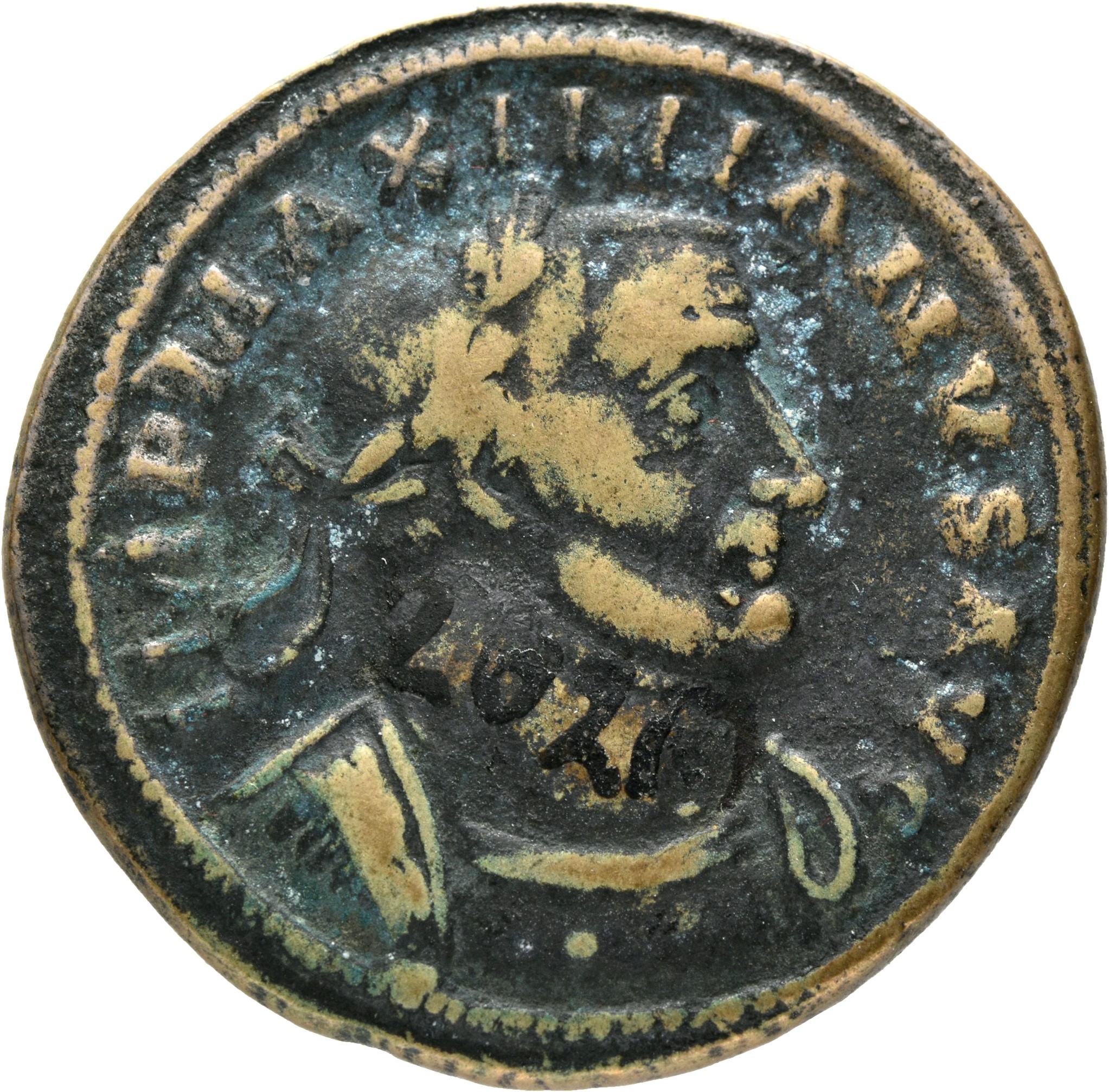 RIC VI Lugdunum 186b Constantius Chlorus obverse, Bust of Galerius, laureate, cuirassed, right