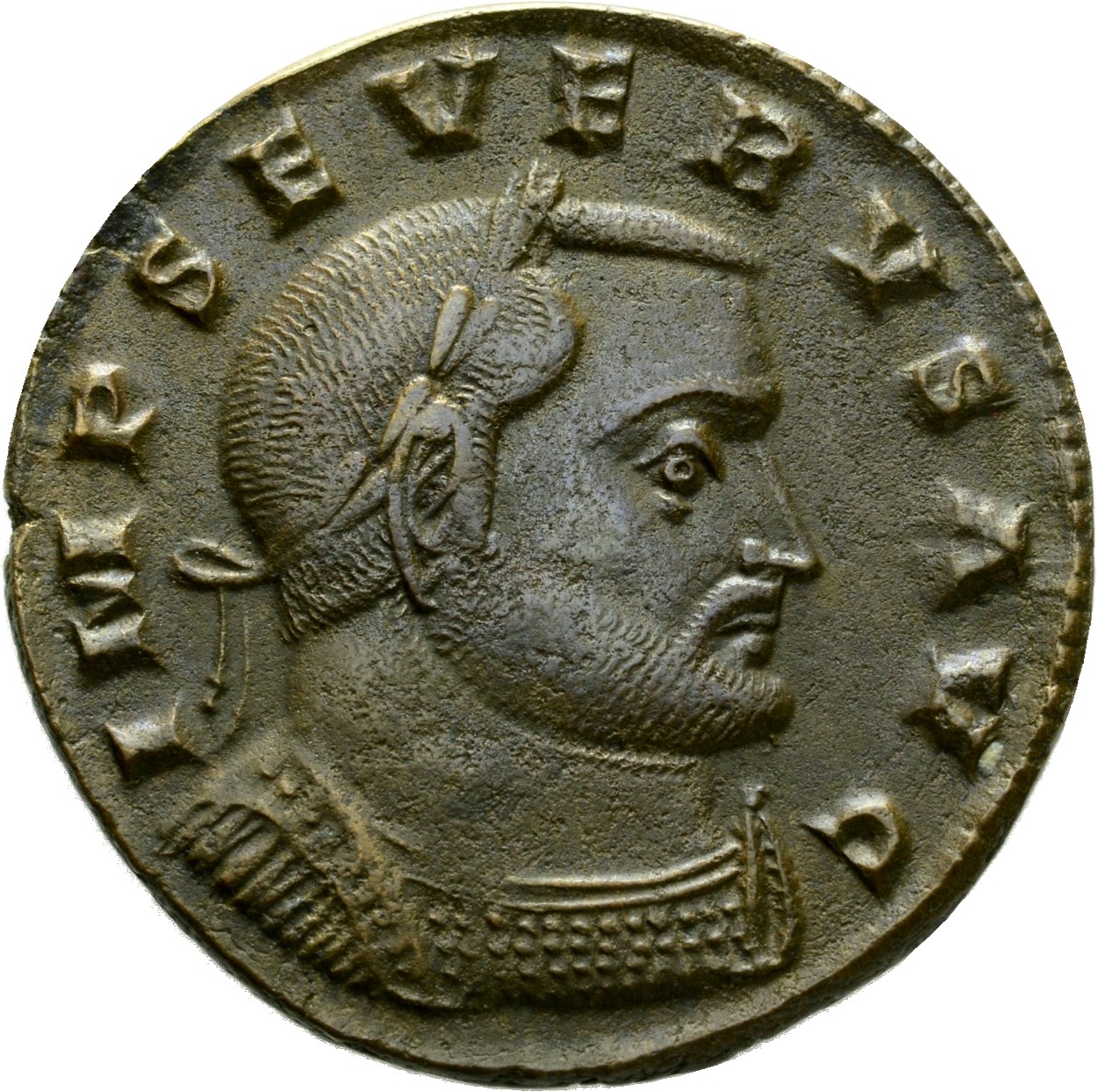 RIC VI Lugdunum 186c Severus II obverse, Bust of Severus II, laureate, cuirassed, right